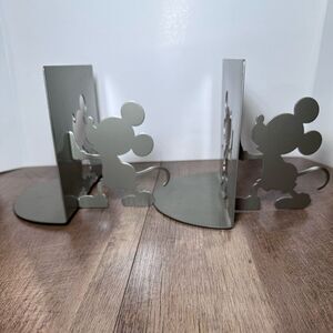 Disney Mickey Mouse Metal Silhouette‎ Grey Bookends 2 pc set